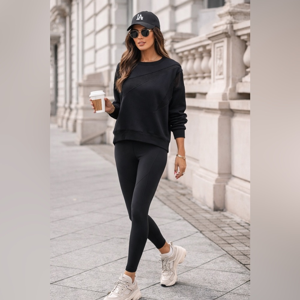 Fabletics Black Boxy Asymmetrical Long Sleeve